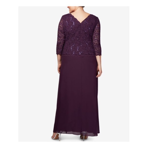 ALEX EVENINGS WOMAN Purple Sequined Full-Length Evening Sheath Dress Plus 22W - Picture 2 of 5